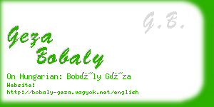 geza bobaly business card